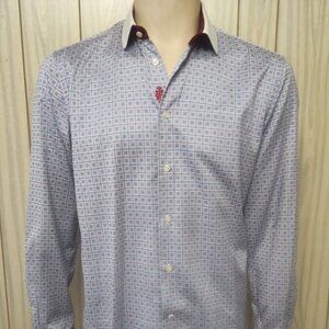 Robert Graham shirt L silver check white collar
